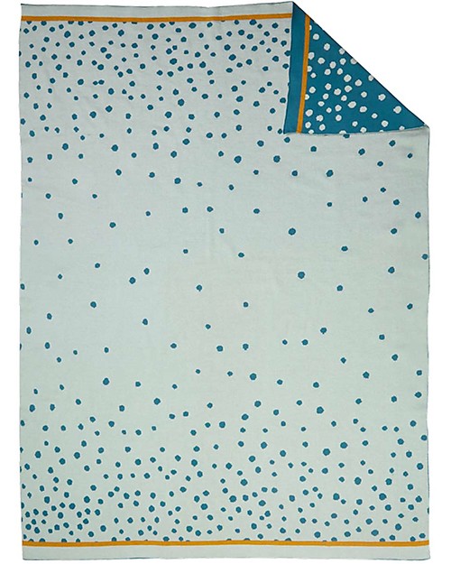 Done By Deer Copertina in Maglia Happy Dots 100x80 cm, Celeste - 100% cotone Swaddle di Mussola