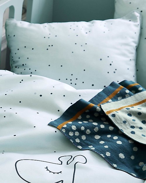 Done By Deer Copertina in Maglia Happy Dots 100x80 cm, Celeste - 100% cotone Swaddle di Mussola
