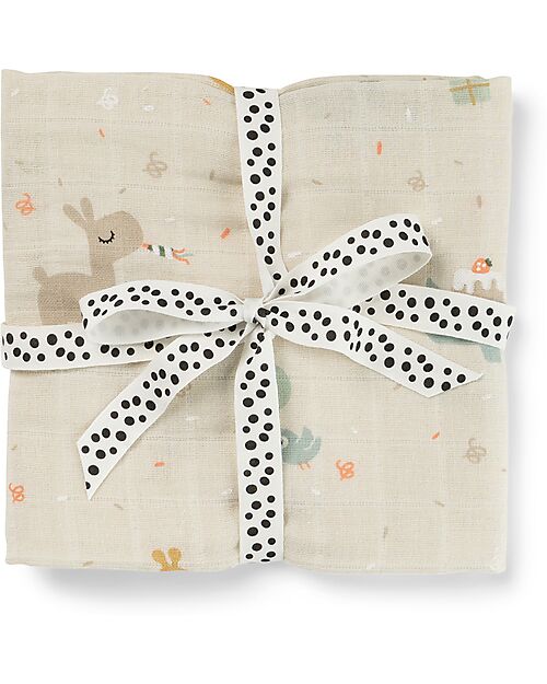 Done By Deer Copertina Milleusi - Celebration - Sabbia - 100% Cotone OEKO-TEX - 120x120cm Swaddle di Mussola