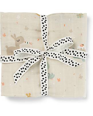 Done By Deer Copertina Milleusi - Celebration - Sabbia - 100% Cotone OEKO-TEX - 120x120cm Swaddle di Mussola