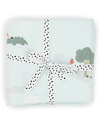Done By Deer Copertina Milleusi - Playground - Blu - 100% Cotone GOTS - 120x120cm Swaddle di Mussola