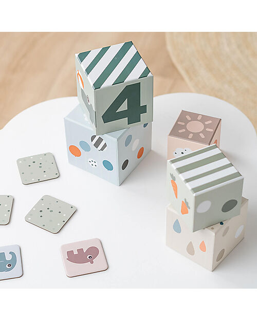 Done By Deer Cubi Impilabili - 5 Pezzi- Deer Friends - 12m+ Costruzioni in Legno