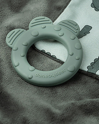 Done By Deer Doudou con Massaggiagengive Croco Verde -22x22 cm Doudou