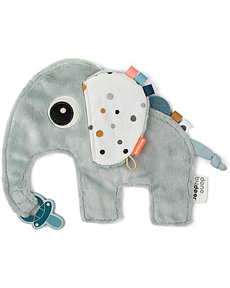 Done By Deer Doudou con Reggiuciuccio Cozy Friend Elphee -Blu - 25x22 cm Peluche