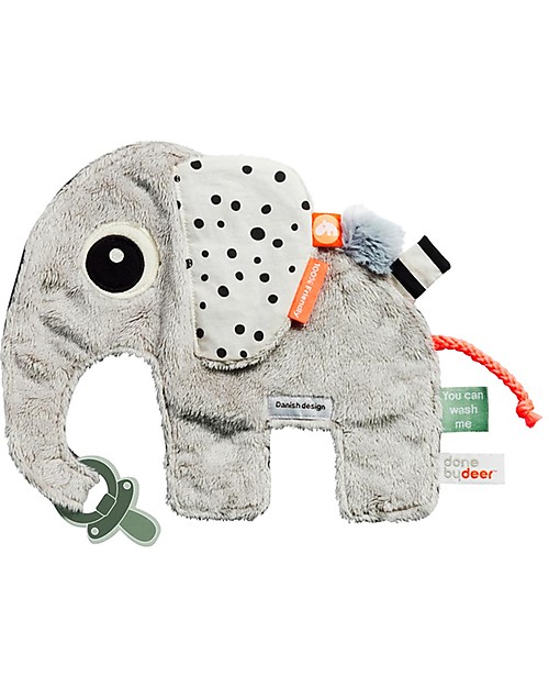 Done By Deer Doudou con Reggiuciuccio Cozy Friend Elphee, Grigio - 25x22 cm Doudou