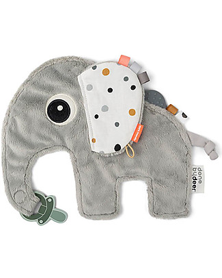 Done By Deer Doudou con Reggiuciuccio Cozy Friend Elphee -Grigio - 25x22 cm Peluche