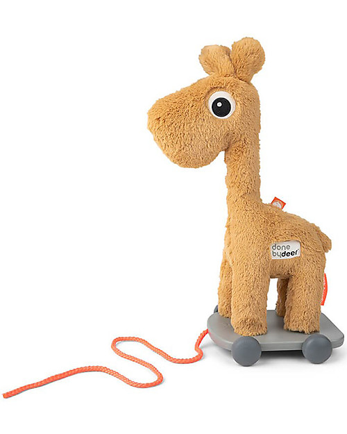 Done By Deer Giocattolo Peluche da Tirare Raffi - Mostarda - Incoraggia Il Movimento Trainabili