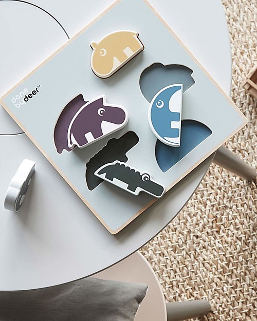 Done By Deer Gioco a Incastro in Legno Chunky Play, Amici di Deer - Dai 12 mesi Incastri in Legno