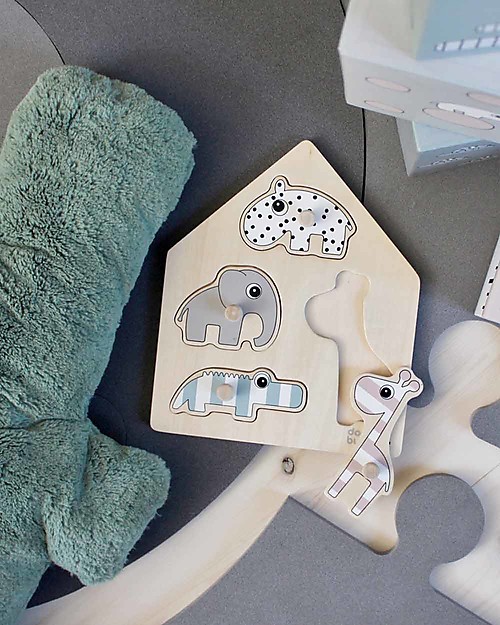 Done By Deer Gioco a Incastro in Legno Peg, Amici di Deer - Dai 12 mesi Incastri in Legno