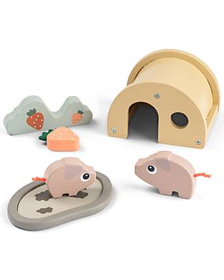 Done By Deer Gioco a Incastro Maialini - Tiny Farm - +2 anni Incastri in Legno