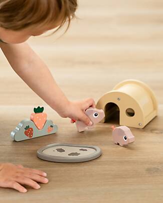 Done By Deer Gioco a Incastro Maialini - Tiny Farm - Dai 2 Anni Incastri in Legno