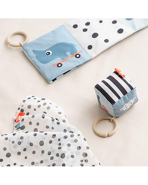 Done By Deer Gioco da Appendere Multisensoriale - Cubo - Happy Clouds - A contrasto - 0+ Giochi per Neonati_