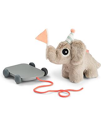 Done By Deer Gioco da Tirare 2-in-1 Elphee - Sabbia - Usalo con il Vagone o Come Peluche! - 12m+ Trainabili