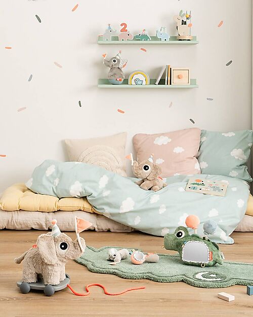 Done By Deer Gioco da Tirare 2-in-1 Elphee - Sabbia - Usalo con il Vagone o Come Peluche! - 12m+ Trainabili