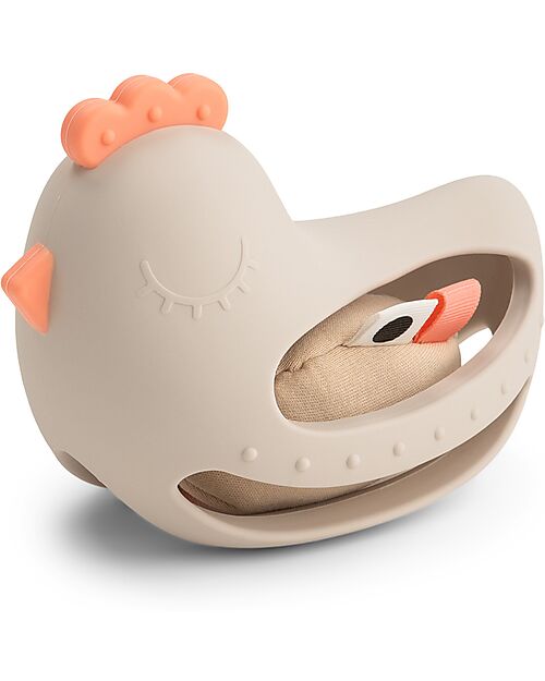 Done By Deer Gioco Multisensoriale 2-in-1 - Massaggiagengive e Sonaglio - Clucky - Sabbia - 3m+ Massaggiagengive