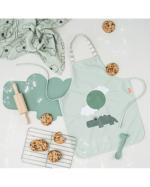 Done By Deer Grembiule Impermeabile con Collo Elastico - Verde - Happy Clouds Far finta di