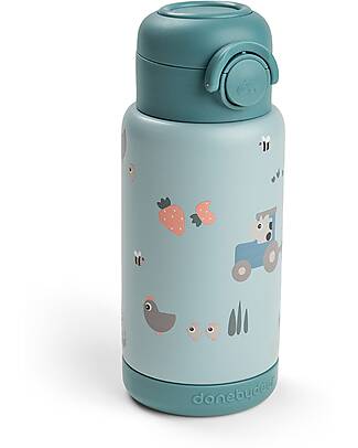 Done By Deer Insulated Straw Bottle - Tiny Farm - Blue - 340 ml - 7,5 x 19 cm Thermos Bottles