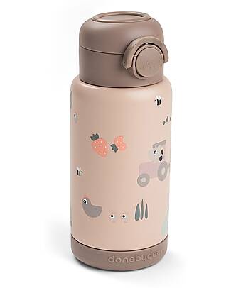 Done By Deer Insulated Straw Bottle - Tiny Farm - Powder - 340 ml - 7,5 x 19 cm Thermos Bottles