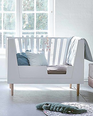 Done By Deer Lettino Trasformabile 4in1 con Sbarre - Bianco - 70x140 cm Letti Singoli