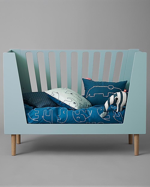 Done By Deer Lettino Trasformabile 4in1 con Sbarre, Celeste - 120x60 cm Letti Trasformabili