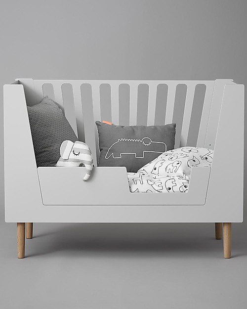 Done By Deer Lettino Trasformabile 4in1 con Sbarre, Grigio - 140x70 cm Letti Trasformabili