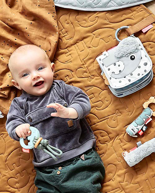 Done By Deer Libro Multiattività  in Stoffa Elphee, Grigio Sonagli