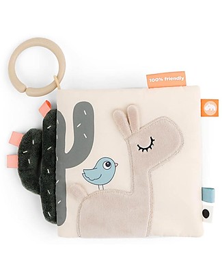 Done By Deer Libro Multiattività in Stoffa - Lalee il Lama - Sabbia Sonagli