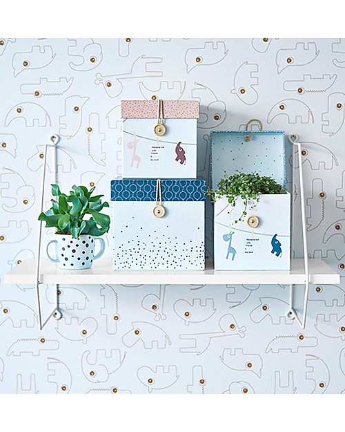 Done By Deer Mensola in Legno e Metallo, Bianco Mensole