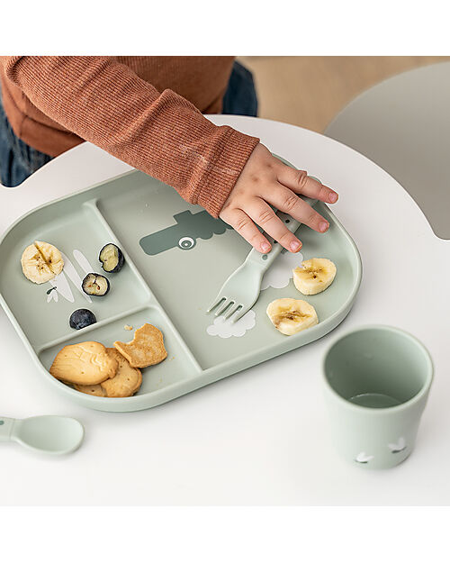 Done By Deer Mini Bicchiere Foodie - Croco Verde - Cipria - 100% PP Alimentare Bicchieri