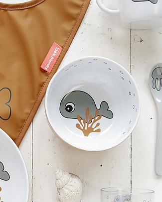 Done By Deer Mini-Ciotola Yummy Sea Friends - Grigio/Mostarda Piatti e Scodelle