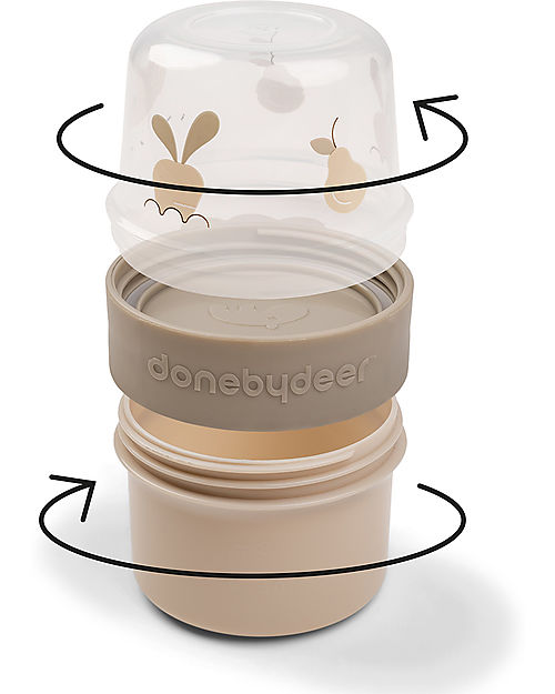 Done By Deer Mini Contenitori Snack con due Scomparti - S Birdee - Sabbia
 Porta Merenda