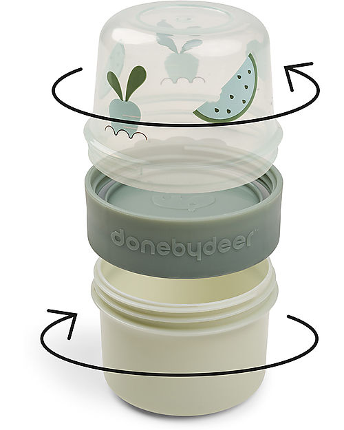 Done By Deer Mini Contenitori Snack con due Scomparti - S Birdee - Verde
 Porta Merenda