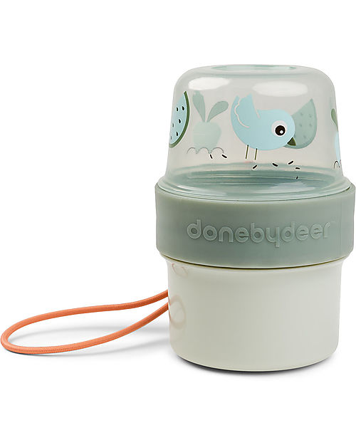 Done By Deer Mini Contenitori Snack con due Scomparti - S Birdee - Verde
 Porta Merenda