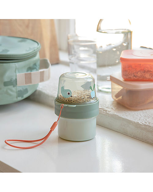 Done By Deer Mini Contenitori Snack con due Scomparti - S Birdee - Verde
 Porta Merenda