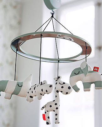 Done By Deer OUTLET - Giostrina Musicale con Specchio Sleepy, Celeste - Pezzo di Showroom Giochi per Neonati_