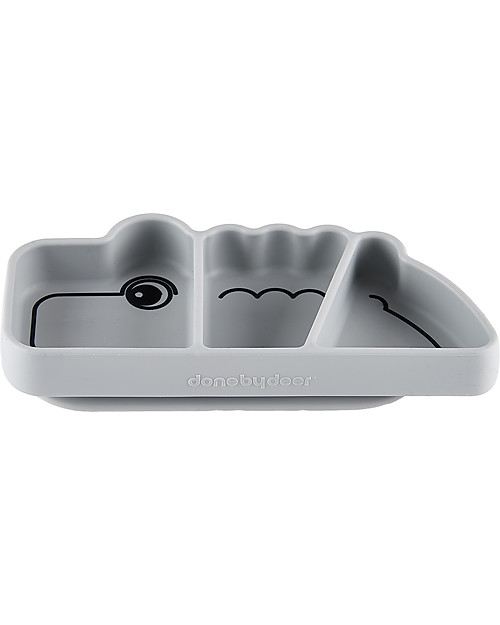 Done By Deer Piatto a Scomparti Anti-Scivolo Stick&Stay Croco, Grigio Piatti e Scodelle