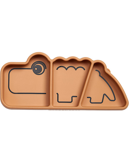 Done By Deer Piatto a Scomparti Anti-Scivolo Stick&Stay Croco, Mostrada Piatti e Scodelle