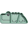 Done By Deer Piatto a Scomparti Anti-Scivolo Stick&Stay Croco, Verde Piatti e Scodelle