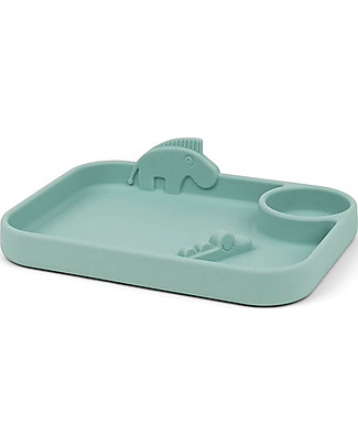 Done By Deer Piatto a Scomparti Peekaboo - Croco e Zeebe - Azzurro - 100% Silicone Alimentare Set Pappa