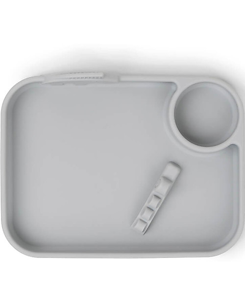 Done By Deer Piatto a Scomparti Peekaboo - Croco e Zeebe - Grigio - 100% Silicone Alimentare Piatti e Scodelle