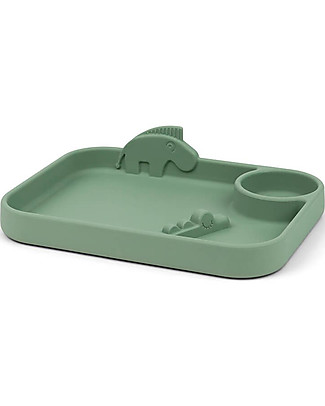 Done By Deer Piatto a Scomparti Peekaboo - Croco e Zeebe - Verde - 100% Silicone Alimentare Set Pappa