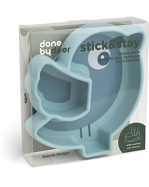 Done By Deer Piatto a Scomparti - Silicone Alimentare - Stick&Stay - Birdee - Blu Piatti e Scodelle