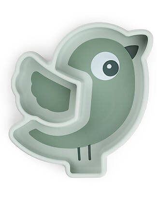 Done By Deer Piatto a Scomparti - Silicone Alimentare - Stick&Stay - Birdee - Verde Piatti e Scodelle