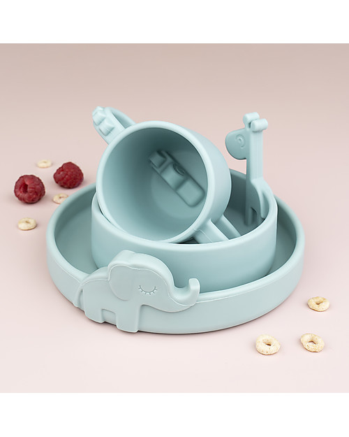 Done By Deer Piatto Anti-Scivolo in Silicone Alimentare -Peekaboo -Elphee - Celeste Piatti e Scodelle