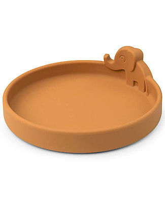 Done By Deer Piatto Anti-Scivolo in Silicone Alimentare - Peekaboo -Elphee - Mostarda Piatti e Scodelle