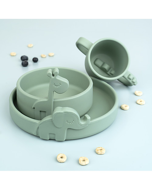 Done By Deer Piatto Anti-Scivolo in Silicone Alimentare -Peekaboo -Elphee - Verde Piatti e Scodelle