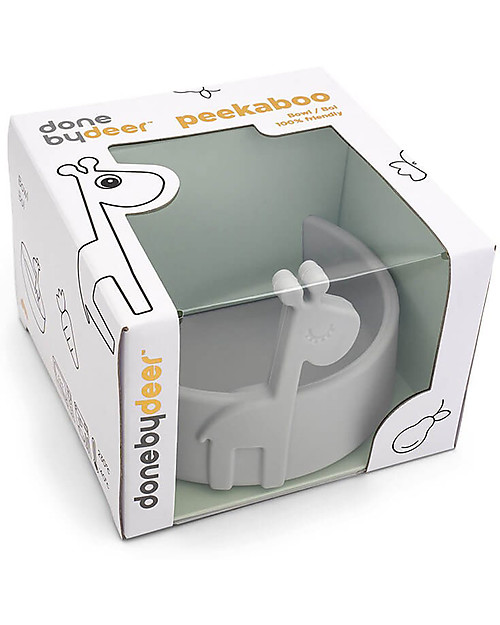 Done By Deer Piatto Anti-Scivolo in Silicone Alimentare -Peekaboo -Raffi - Grigio Piatti e Scodelle