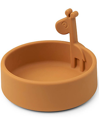 Done By Deer Piatto Anti-Scivolo in Silicone Alimentare -Peekaboo -Raffi - Mostarda Set Pappa