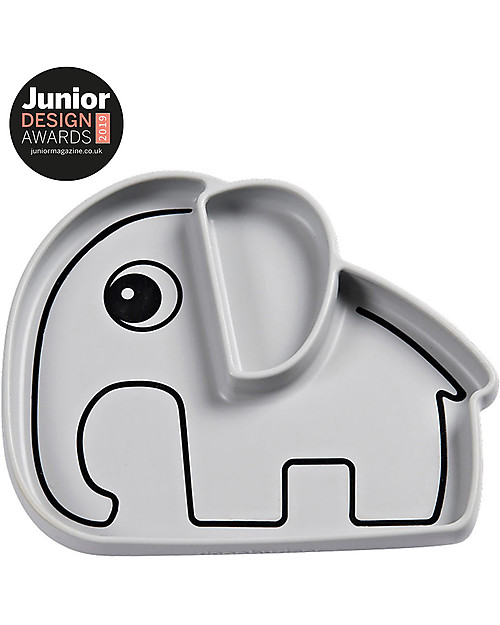 Done By Deer Piatto Anti-Scivolo Stick&Stay Elphee, Grigio Piatti e Scodelle