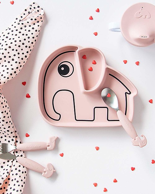 Done By Deer Piatto Anti-Scivolo Stick&Stay Elphee, Rosa Cipria Piatti e Scodelle
